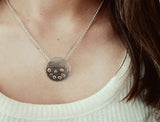 Moments Sterling Silver Necklace and irregular disc pendant with 14 k gold drops