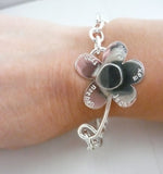 Daisy flower bracelet sterling silver