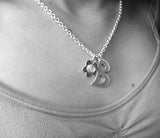 Initial and Birthstone Flower Necklace Sterling Silver